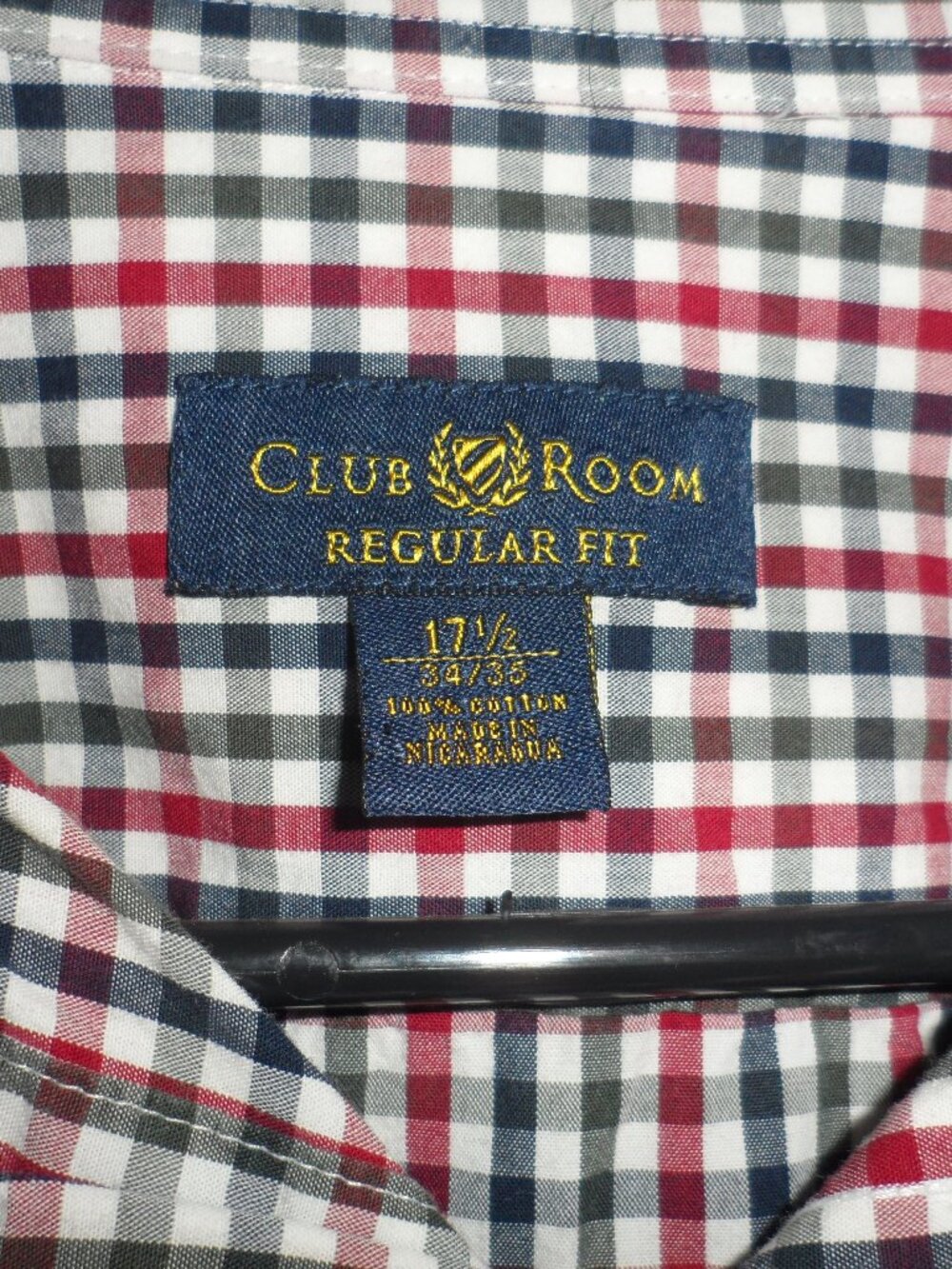 Men's Club Room Size 17 1/2 Regular Fit Button Down Long Sleeve Shirt